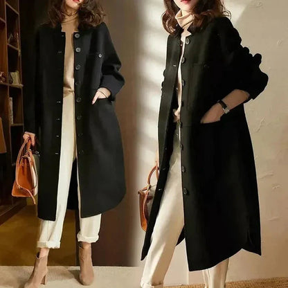 Women's Button-Front Long Jacket with Pockets — Alfa Empire, view 3