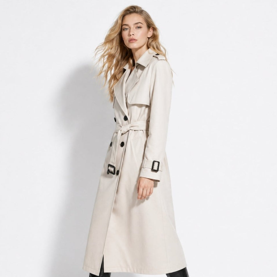 Women's Double-Breasted Belted Trench Coat Oversized Fit — Alfa Empire, view 4