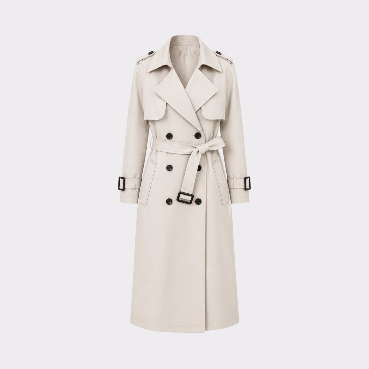 Women's Double-Breasted Belted Trench Coat Oversized Fit — Alfa Empire, view 12