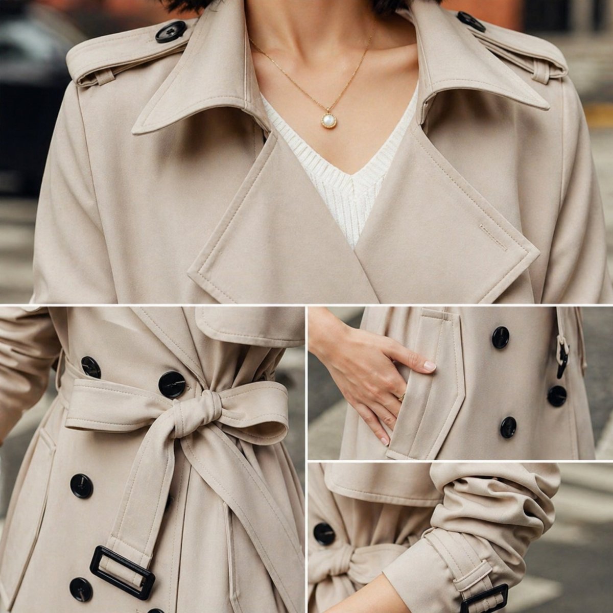 Women's Double-Breasted Belted Trench Coat Oversized Fit — Alfa Empire, view 17