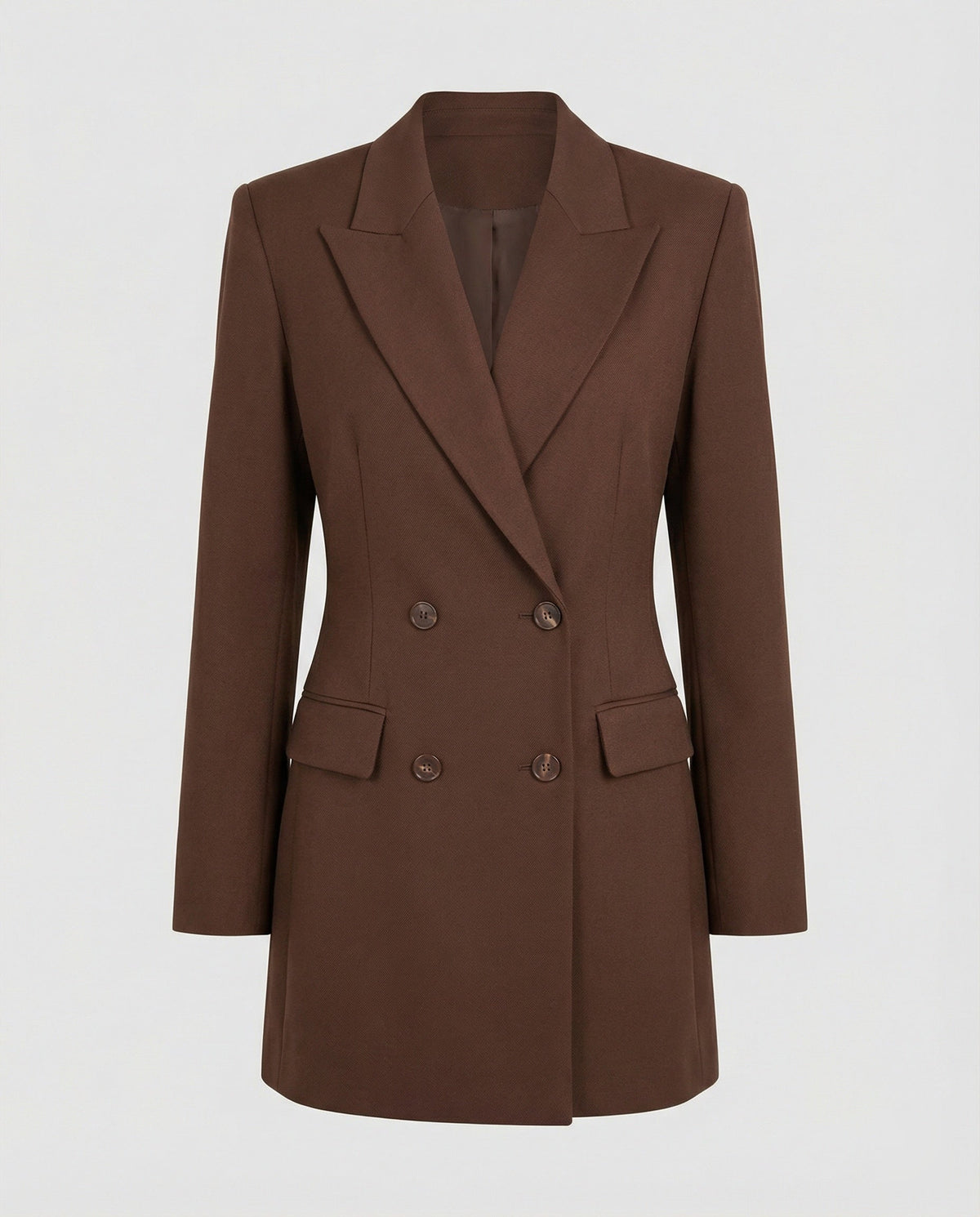 Women's Double-Breasted Blazer Dress with Notched Lapels — Brown — Alfa Empire, view 1