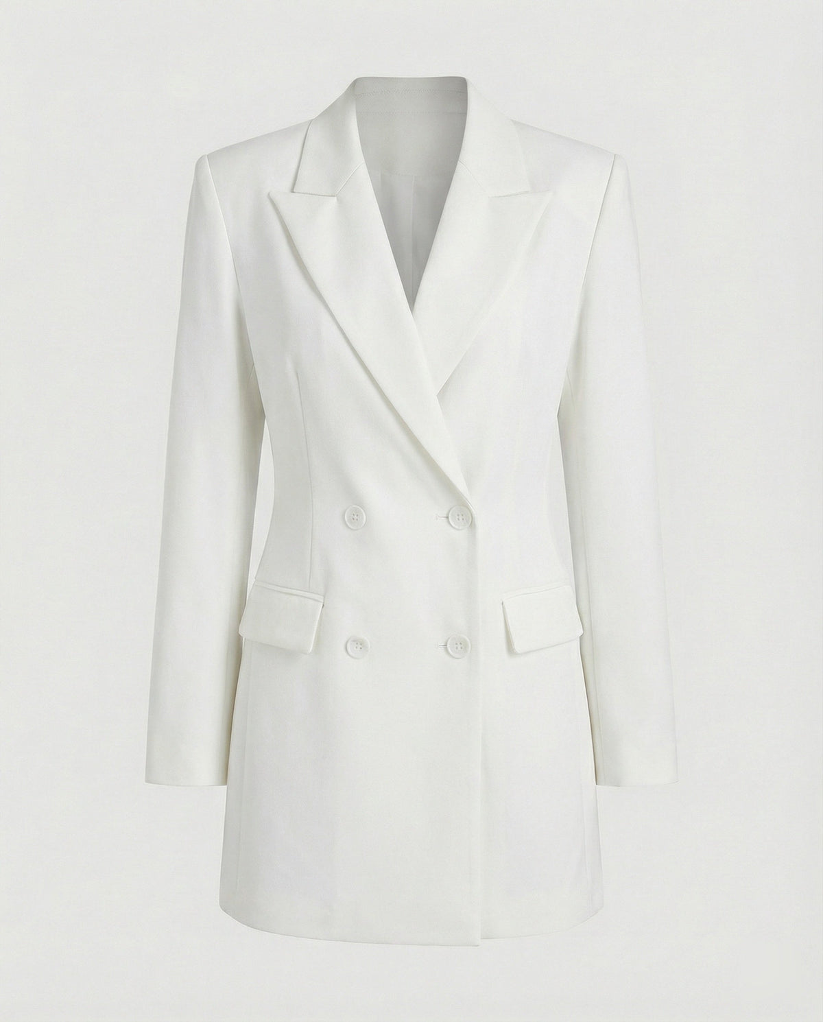 Women's Double-Breasted Blazer Dress with Notched Lapels — White — Alfa Empire, view 2