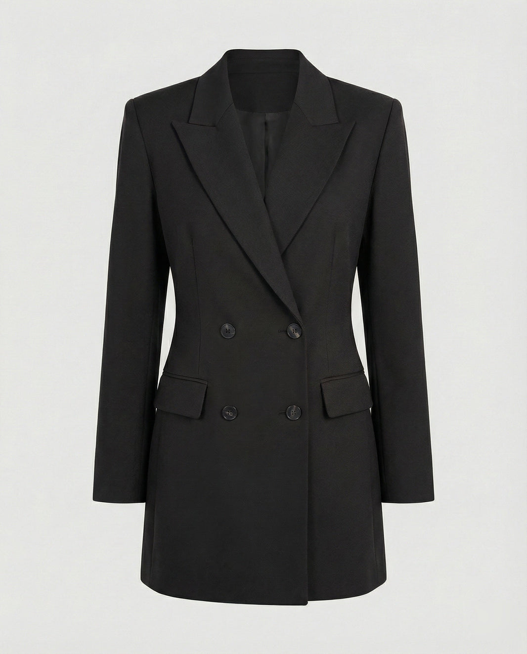 Women's Double-Breasted Blazer Dress with Notched Lapels — Black — Alfa Empire, view 3