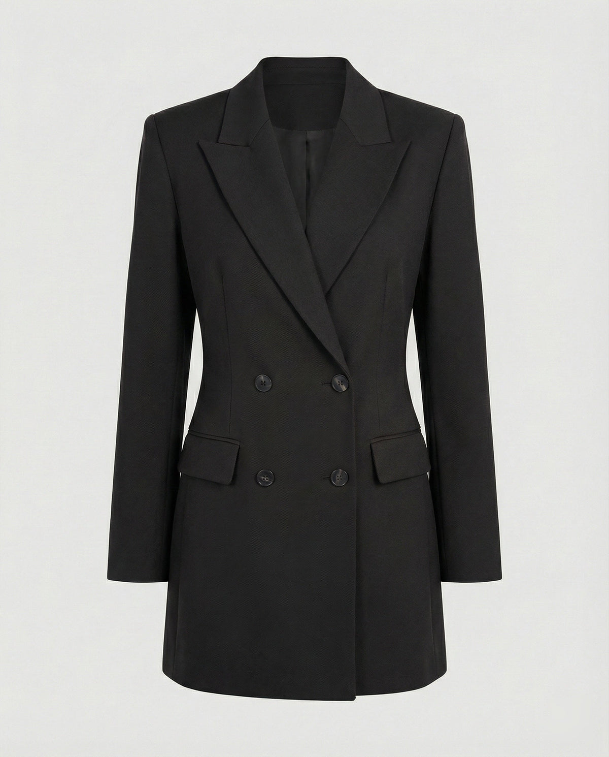 Women's Double-Breasted Blazer Dress with Notched Lapels — Black — Alfa Empire, view 3