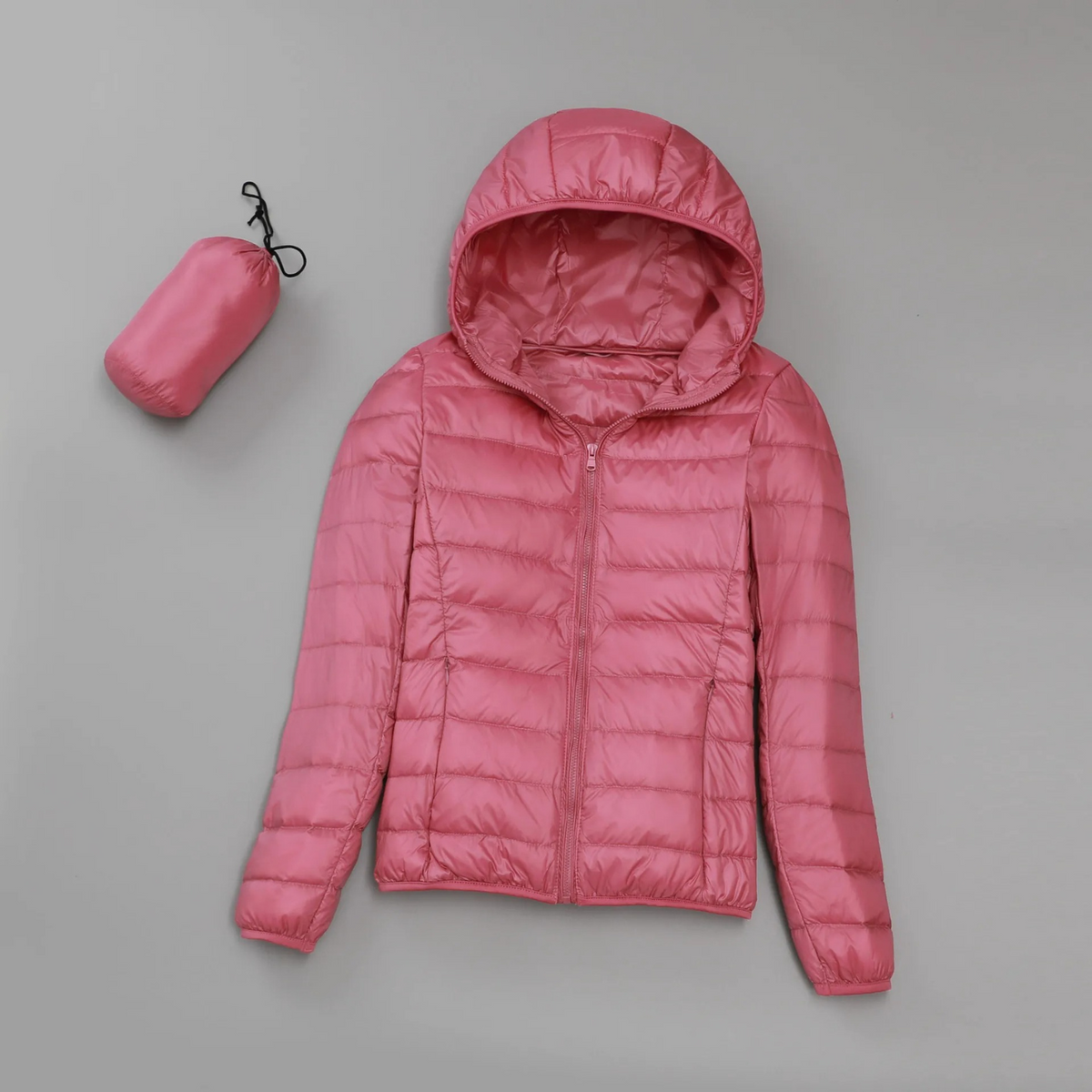 Women's Lightweight Hooded Puffer Jacket for Travel — Pink — Alfa Empire, view 3
