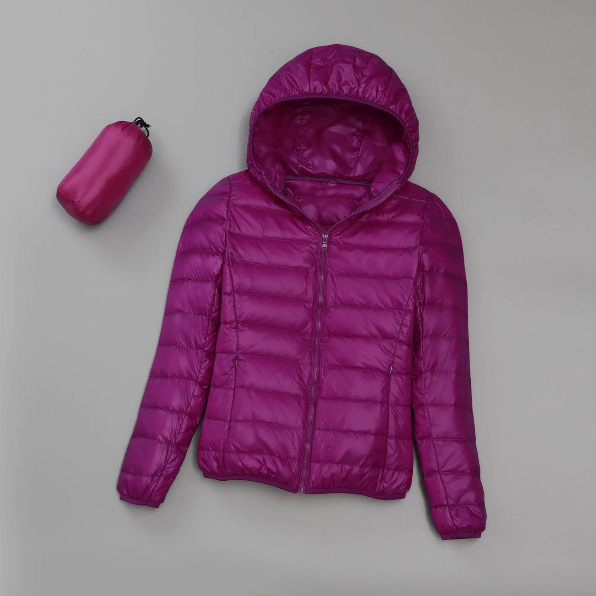 Women's Lightweight Hooded Puffer Jacket for Travel — Purple — Alfa Empire, view 4