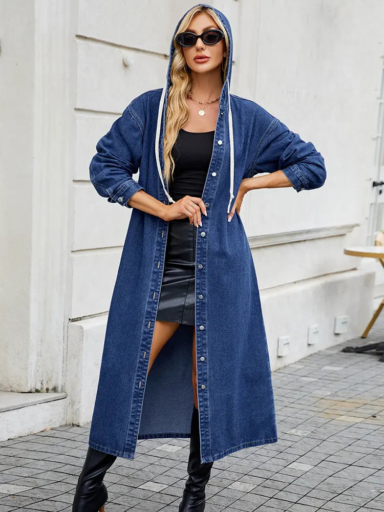 Women's Long Hooded Jacket with Button Front Closure — Alfa Empire, view 4