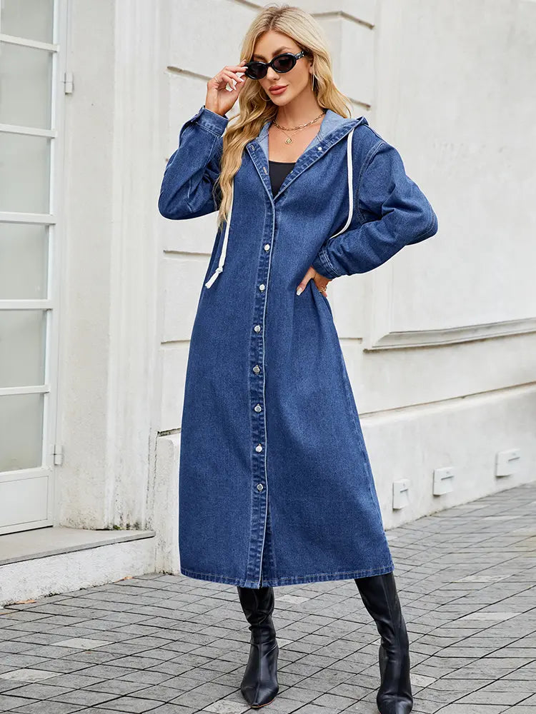 Women's Long Hooded Jacket with Button Front Closure — Alfa Empire, view 5