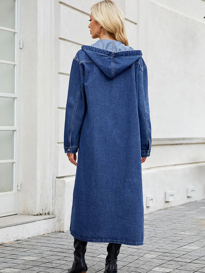Women's Long Hooded Jacket with Button Front Closure — Alfa Empire, view 6