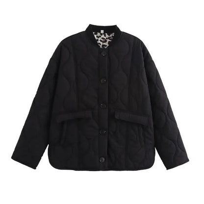 Women's Quilted Jacket with Leopard Print Lining — Alfa Empire, view 5