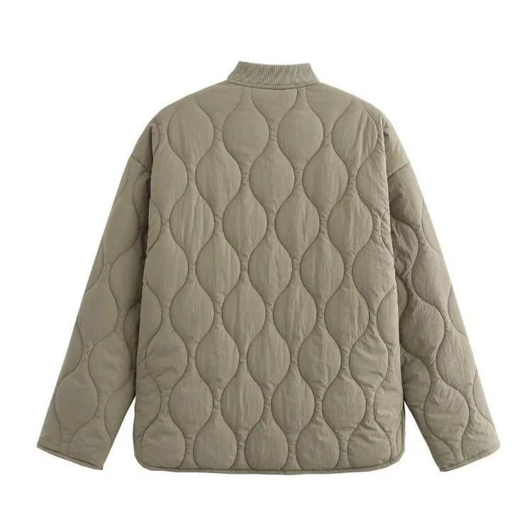 Women's Quilted Jacket with Leopard Print Lining — Alfa Empire, view 8