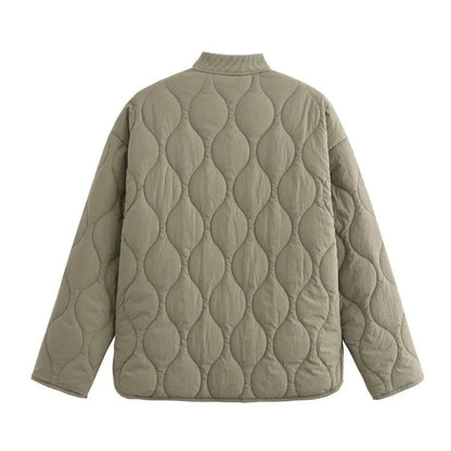 Women's Quilted Jacket with Leopard Print Lining — Alfa Empire, view 8