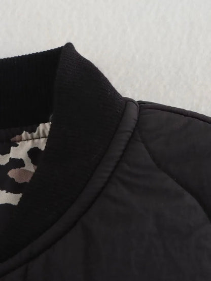 Women's Quilted Jacket with Leopard Print Lining — Alfa Empire, view 11