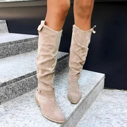 Women's Slouch Knee-High Boots with Side Zip — Alfa Empire, view 6