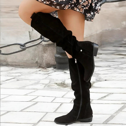 Women's Slouch Knee-High Boots with Side Zip — Alfa Empire, view 8