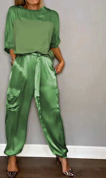 Wrenna | Luxe Modern Flowing Two Piece Set — Green — Alfa Empire, view 5