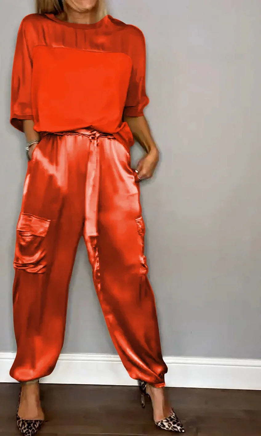 Wrenna | Luxe Modern Flowing Two Piece Set — Orange — Alfa Empire, view 6