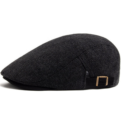 Zandro | Classic Textured Flat Cap — Charcoal Black — Alfa Empire, view 1
