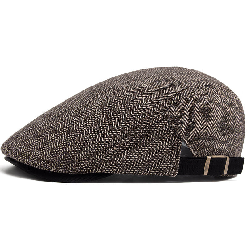 Zandro | Classic Textured Flat Cap — Walnut Brown — Alfa Empire, view 8