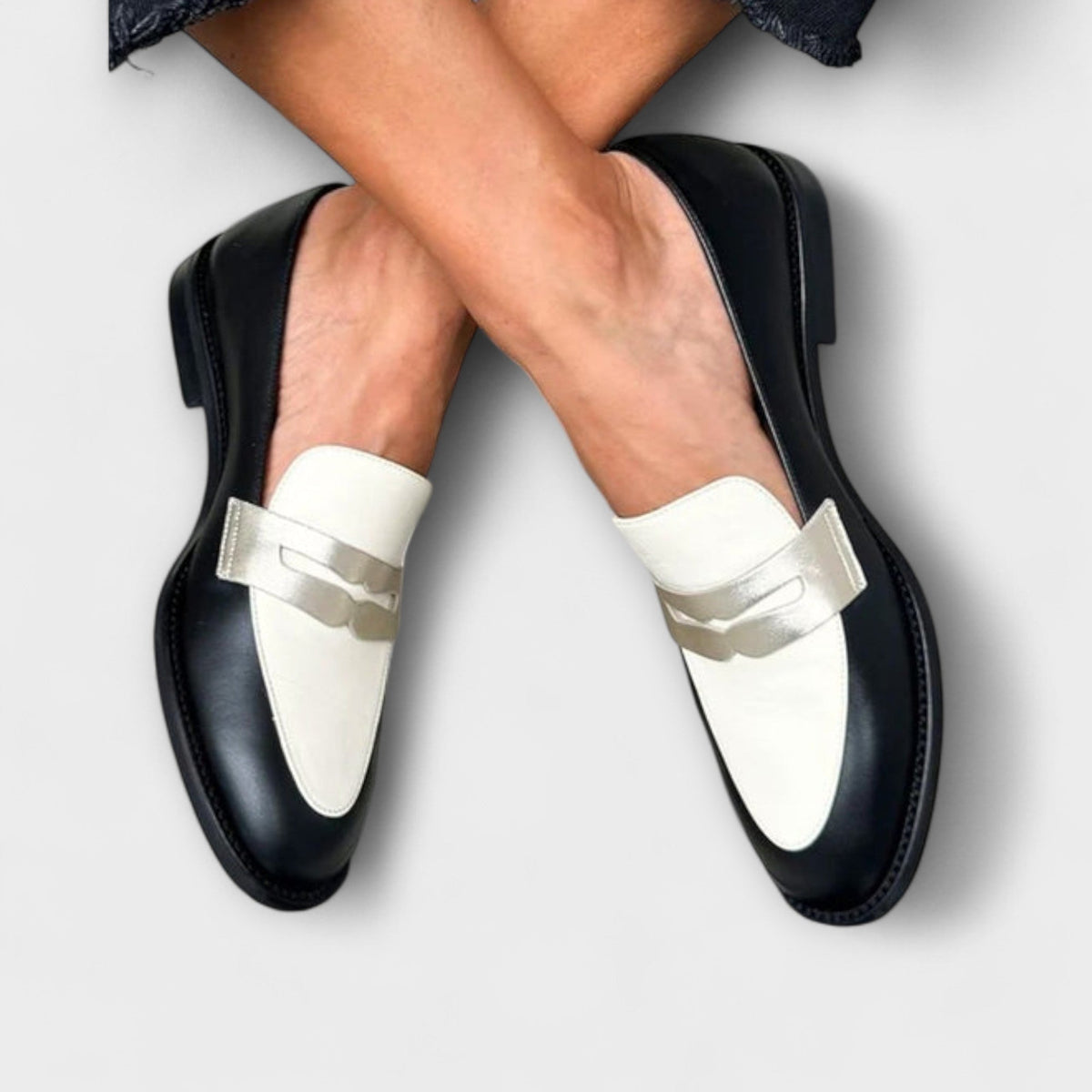 Zara | Classic Metallic-Finish Black Loafers — Alfa Empire, view 1