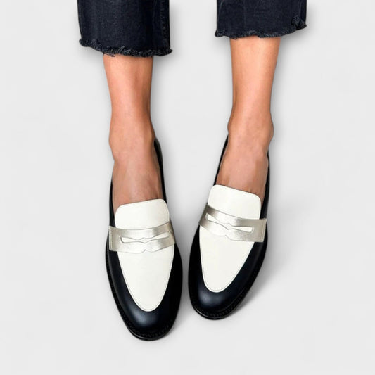 Zara | Classic Metallic-Finish Black Loafers — Alfa Empire, view 2