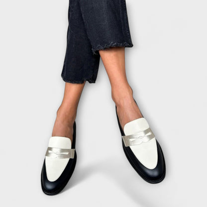Zara | Classic Metallic-Finish Black Loafers — Alfa Empire, view 3