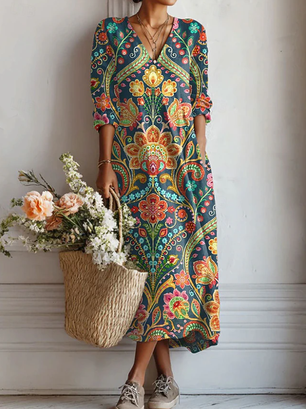 Zephyra | Classic Retro Everyday Comfort Dress — MultiColor — Alfa Empire, view 1