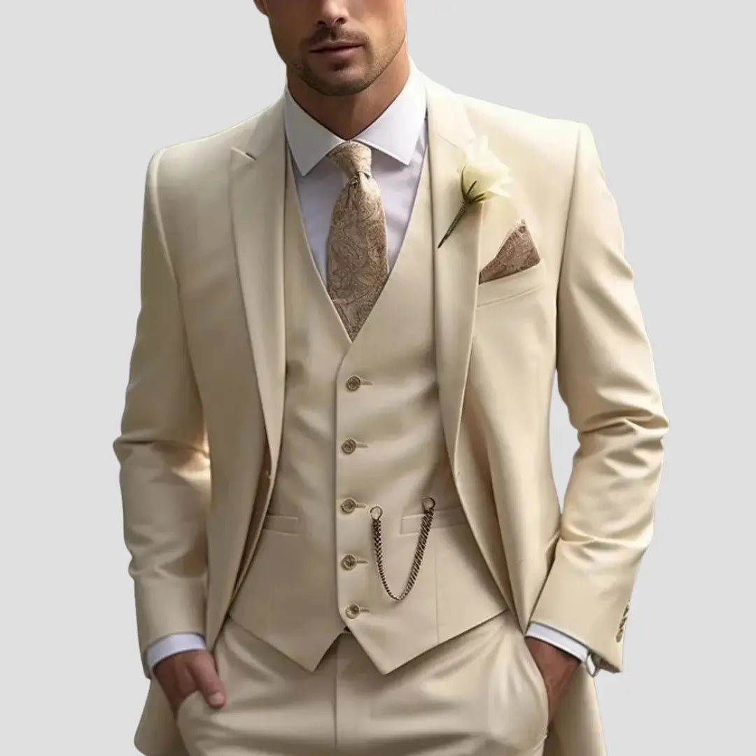 Men's Three-Piece Suit Tailored Slim Fit Blend for Weddings and Groomsmen