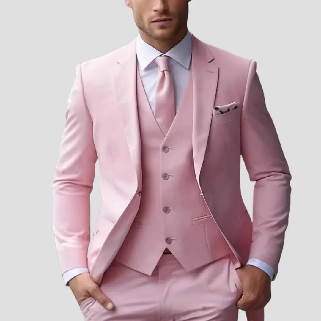 Men's Three-Piece Suit Tailored Slim Fit Blend for Weddings and Groomsmen