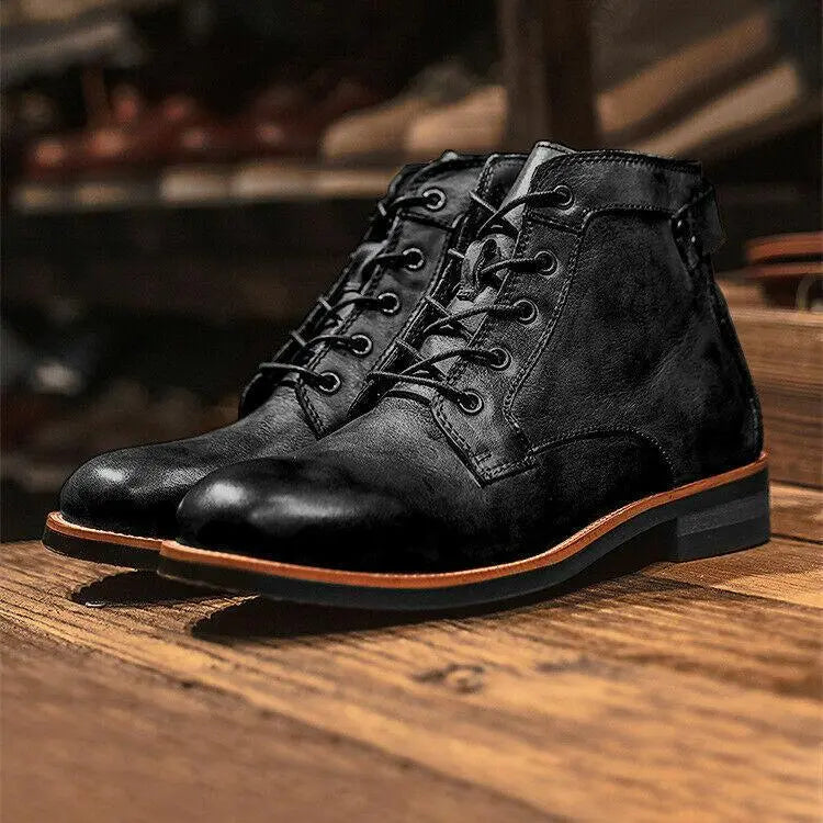 Men's Ankle Boots Lace-Up Comfort Durable Black
