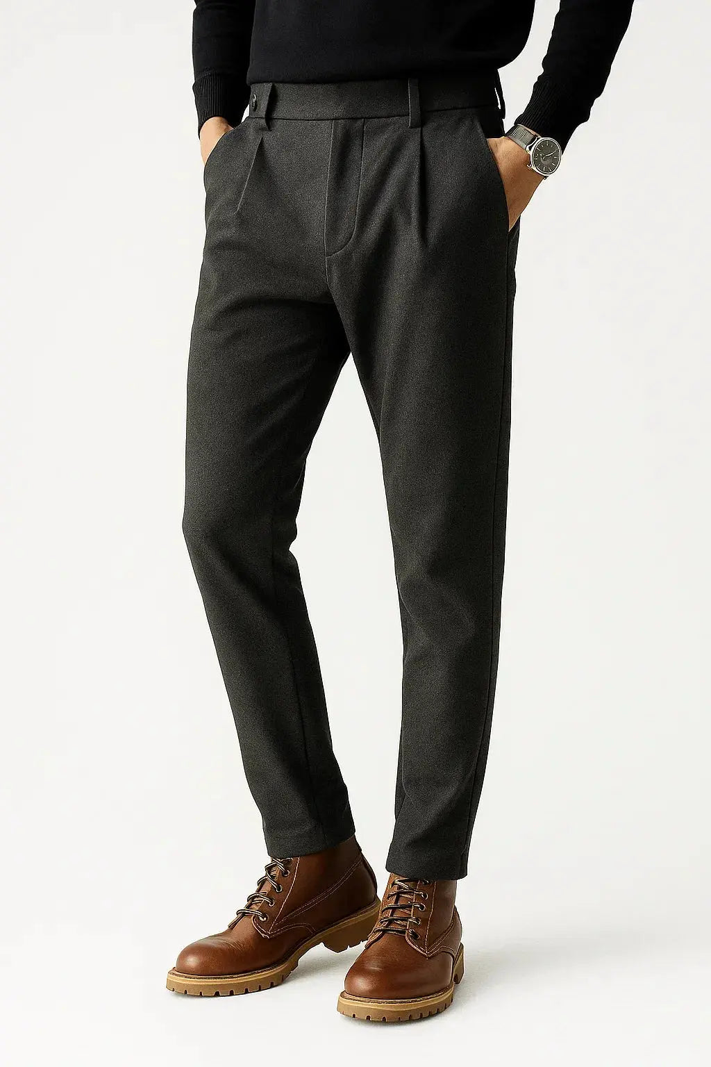 Men's Trousers Structured Fit Slim Tapered Leg
