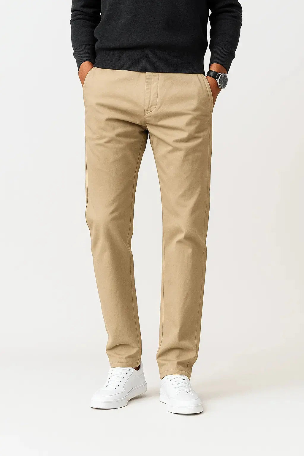 Men's Chino Pants Khaki Stretch Straight Fit