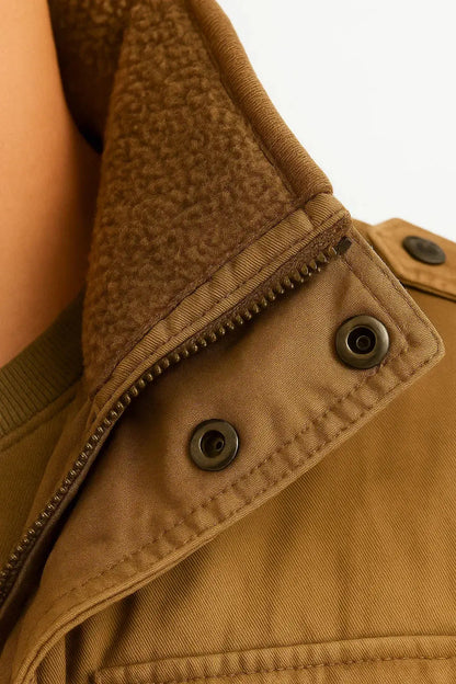 Men's Winter Jacket Army Green Fleece Thermal Hooded Jacket Casual Outdoor Jacket