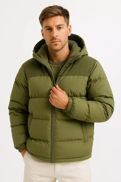 Men's Puffer Jacket Lightweight Insulated with Hood and Pockets