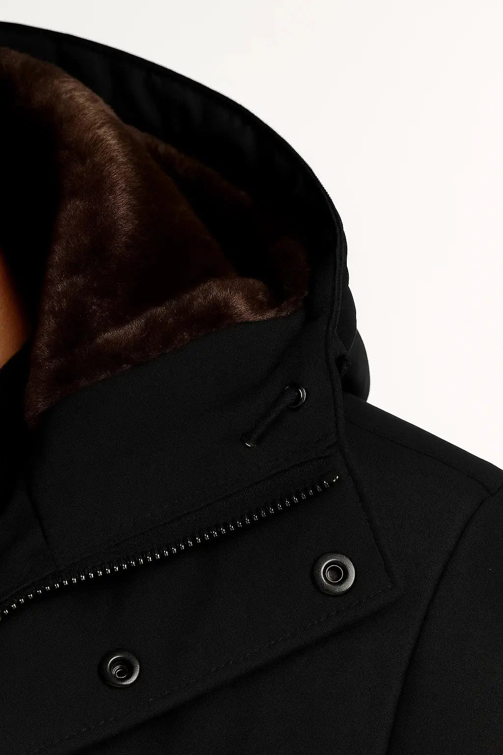 Men's Winter Jacket Black Lambswool Oversized Hooded Thick Padded Jacket