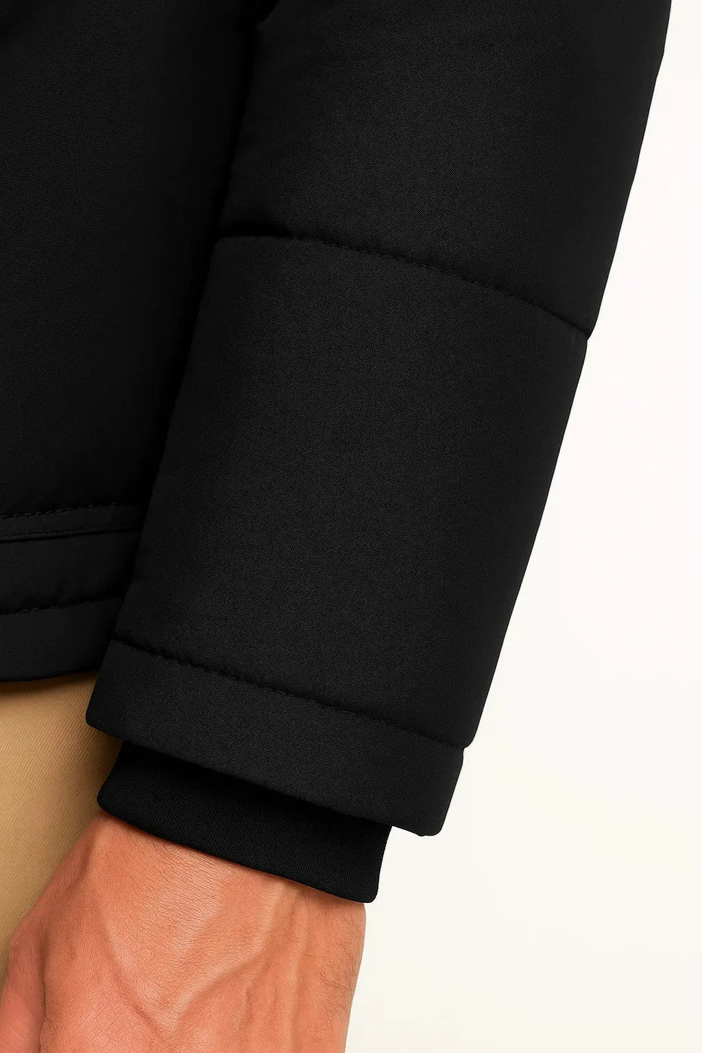Men's Winter Jacket Black Lambswool Oversized Hooded Thick Padded Jacket