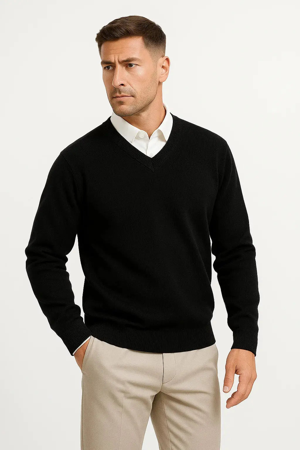 Men's Pullover V-Neck Slim Fit Elegant Casual Wear