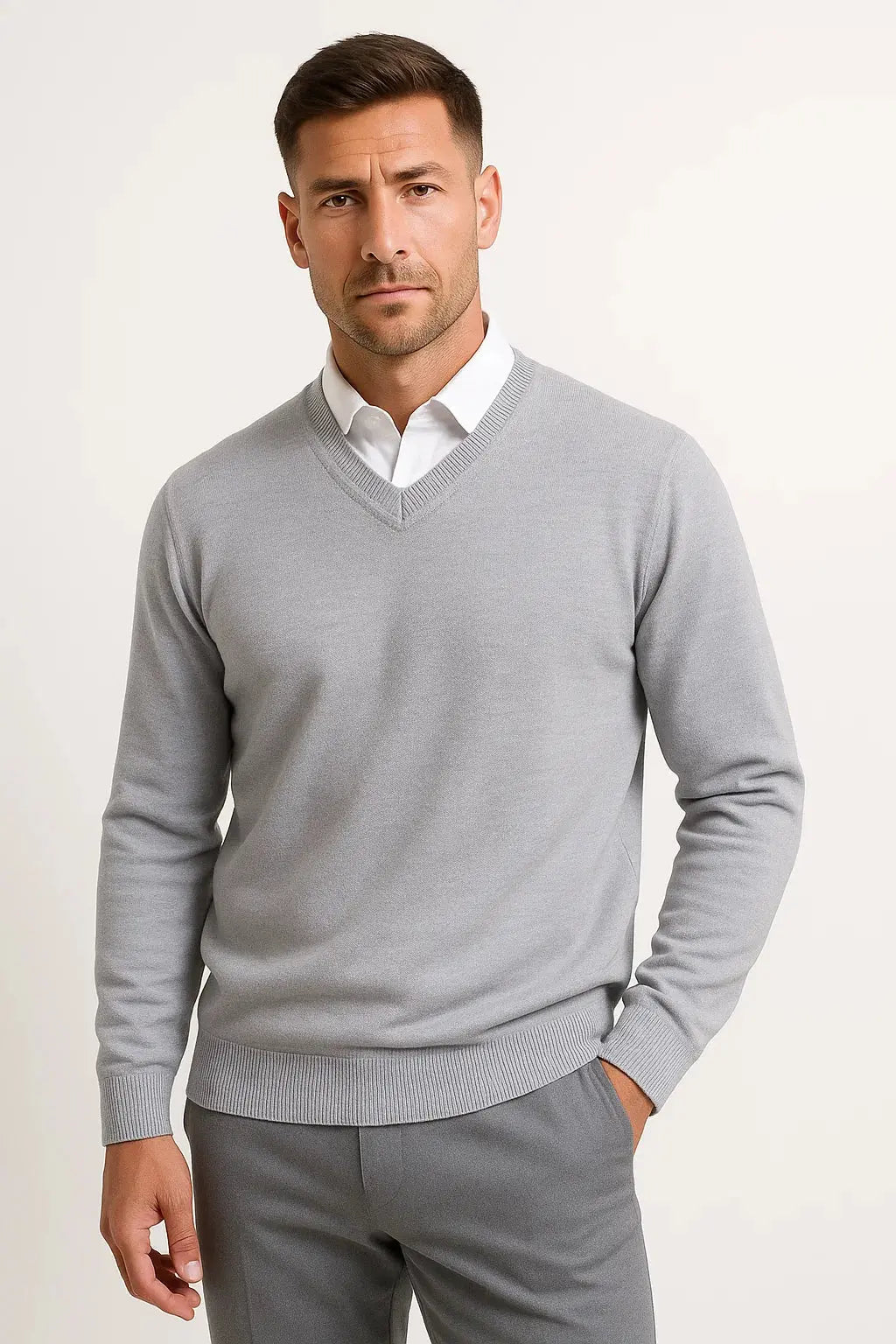 Men's Pullover V-Neck Slim Fit Elegant Casual Wear