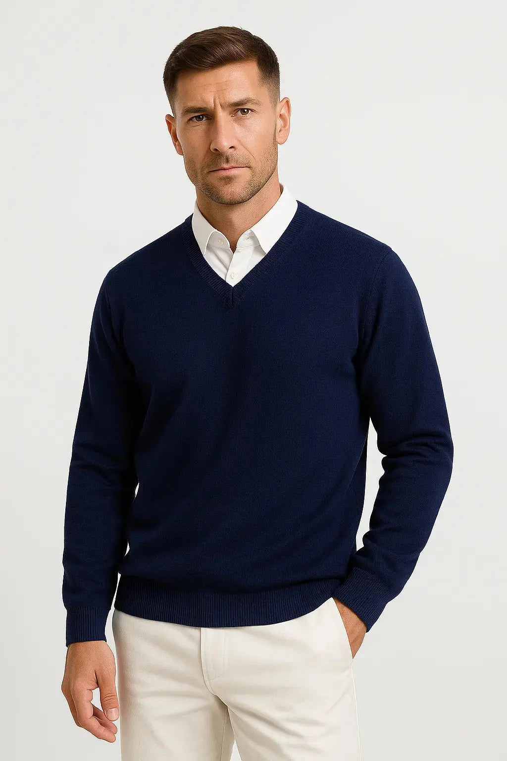 Men's Pullover V-Neck Slim Fit Elegant Casual Wear