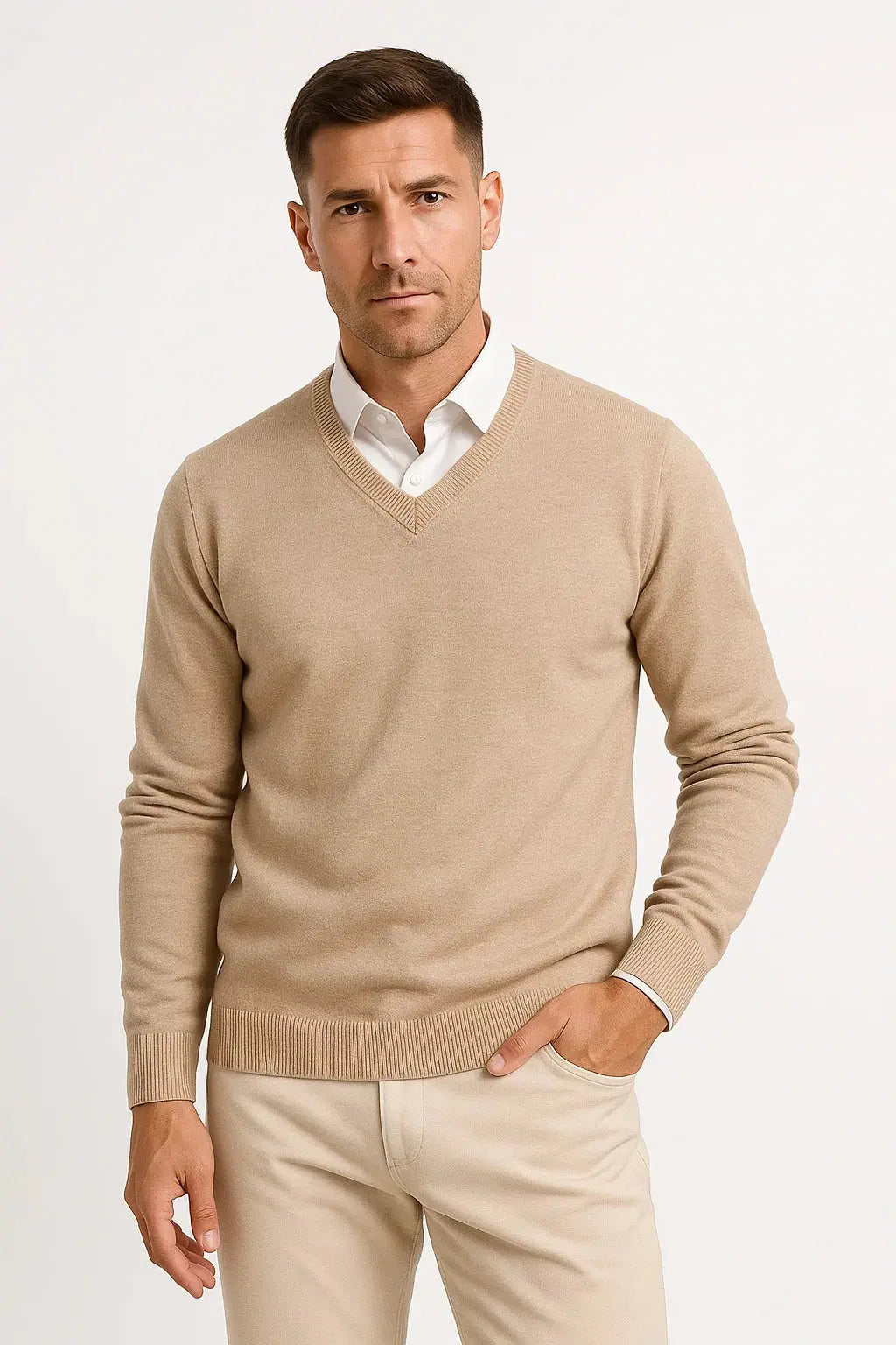 Men's Pullover V-Neck Slim Fit Elegant Casual Wear