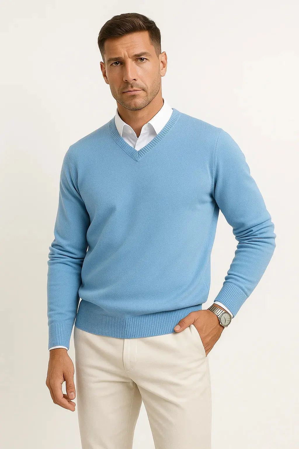 Men's Pullover V-Neck Slim Fit Elegant Casual Wear