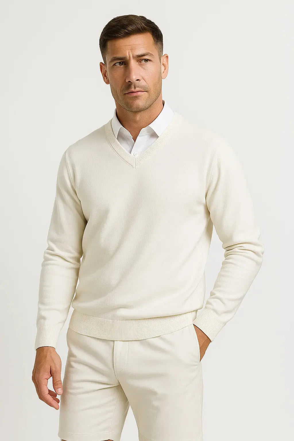 Men's Pullover V-Neck Slim Fit Elegant Casual Wear