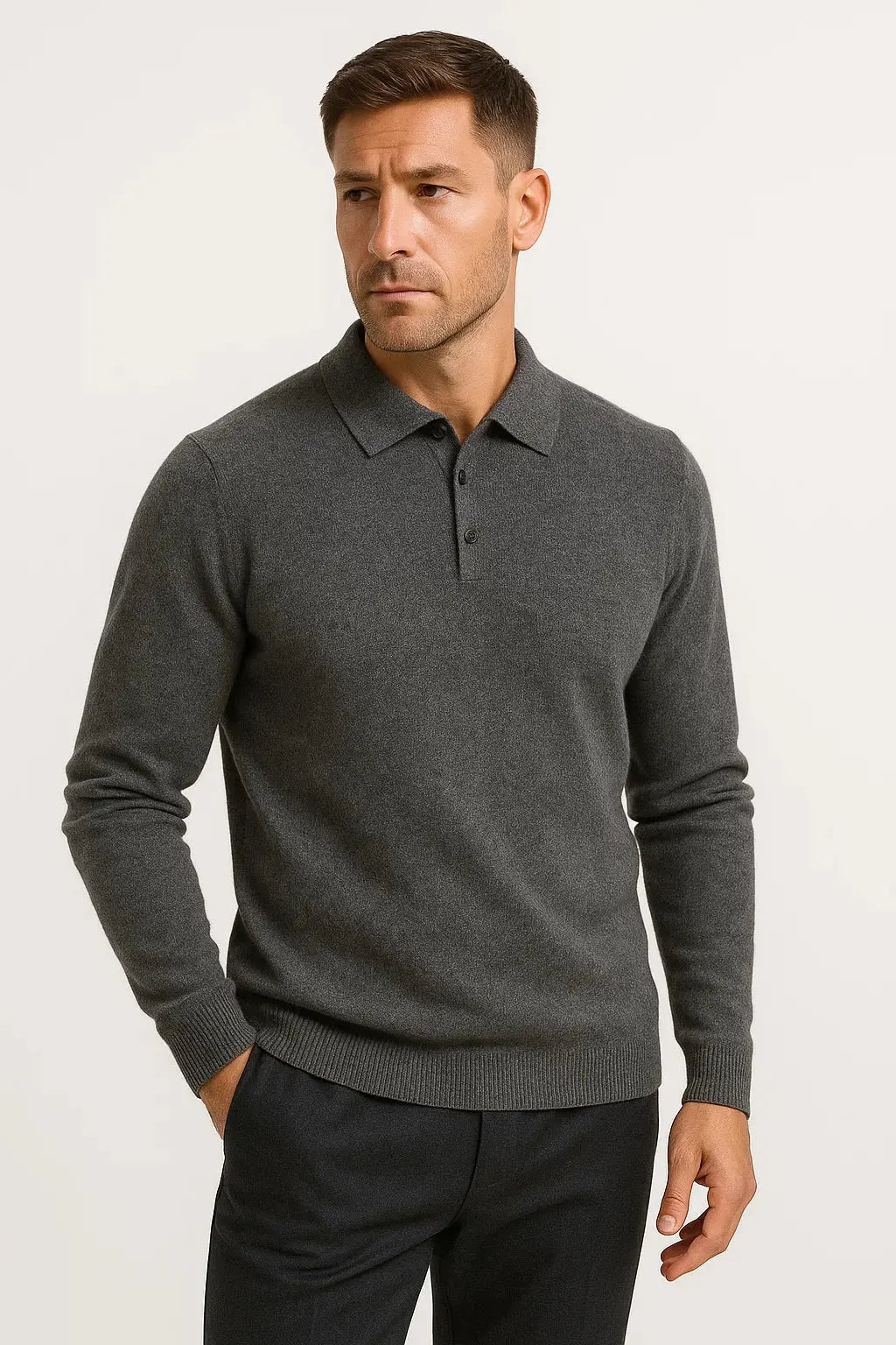 Men's Polo Sweater Long Sleeve Classic Knit