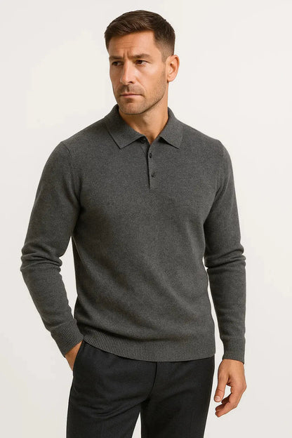 Men's Polo Sweater Long Sleeve Classic Knit