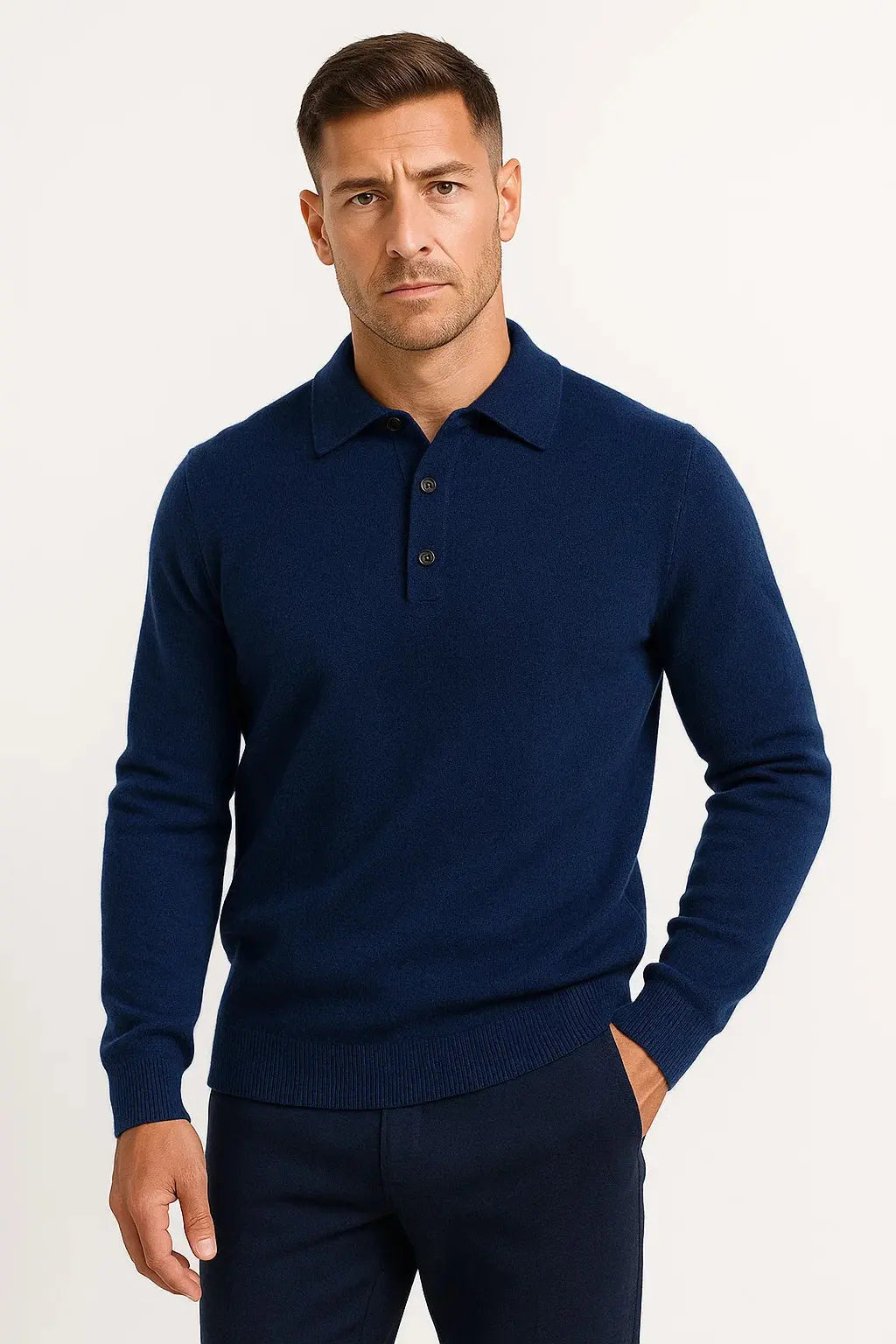 Men's Polo Sweater Long Sleeve Classic Knit