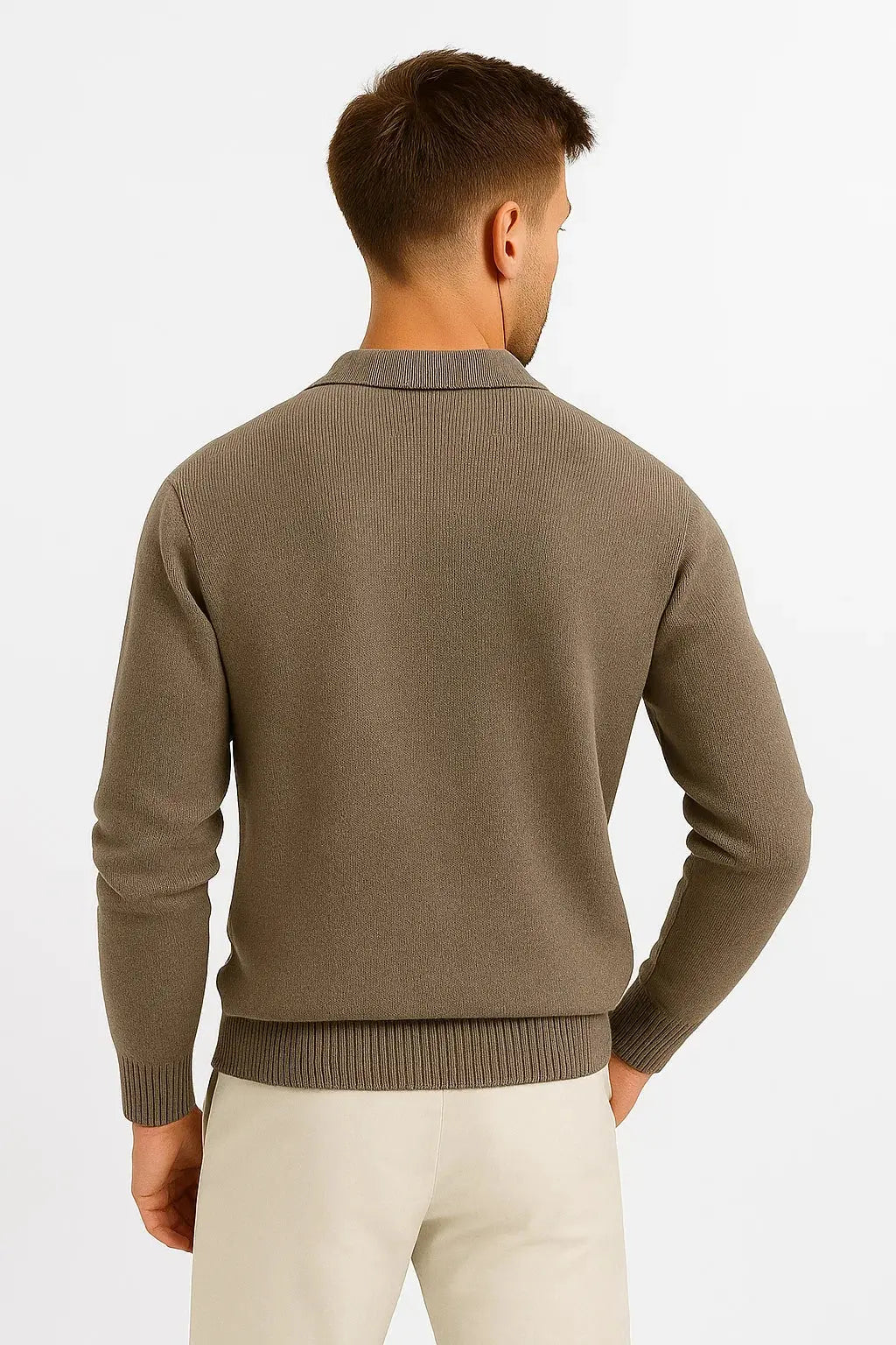 Men's Polo Sweater Classic Knit Pullover with Structured Collar