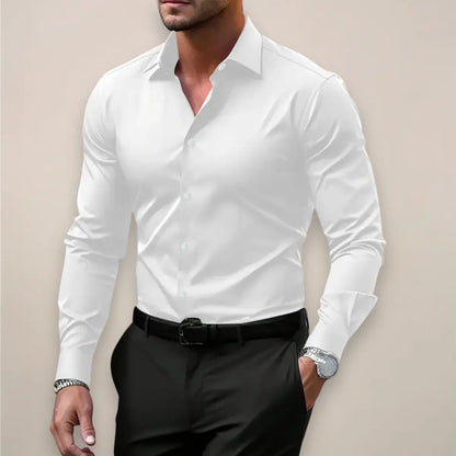 Men’s Long-Sleeve Shirt – Classic Notched Collar, Versatile Smart Style