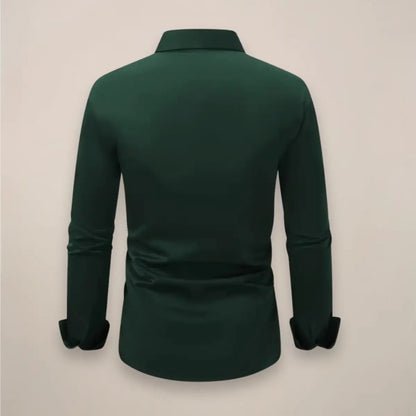 Men’s Long-Sleeve Shirt – Classic Notched Collar, Versatile Smart Style