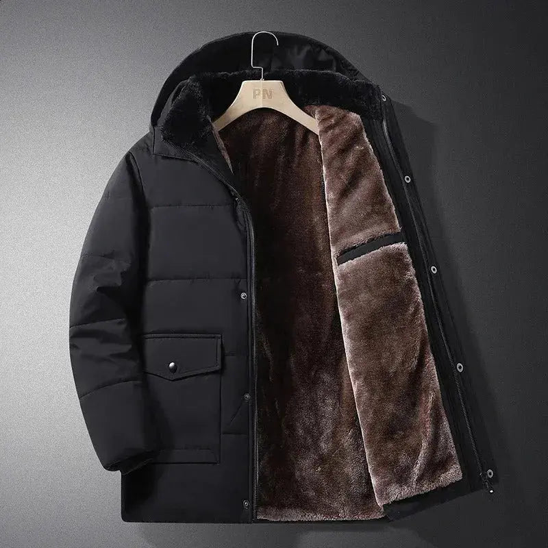 Men’s Warm Fleece-Lined Outdoor Jacket with Hood