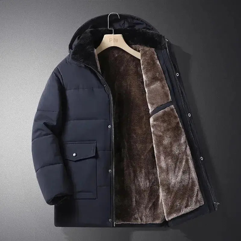 Men’s Warm Fleece-Lined Outdoor Jacket with Hood